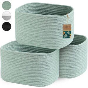3WASHABLE Woven Baskets for Storage Baskets for Shelves Large Cotton RopeBaskets